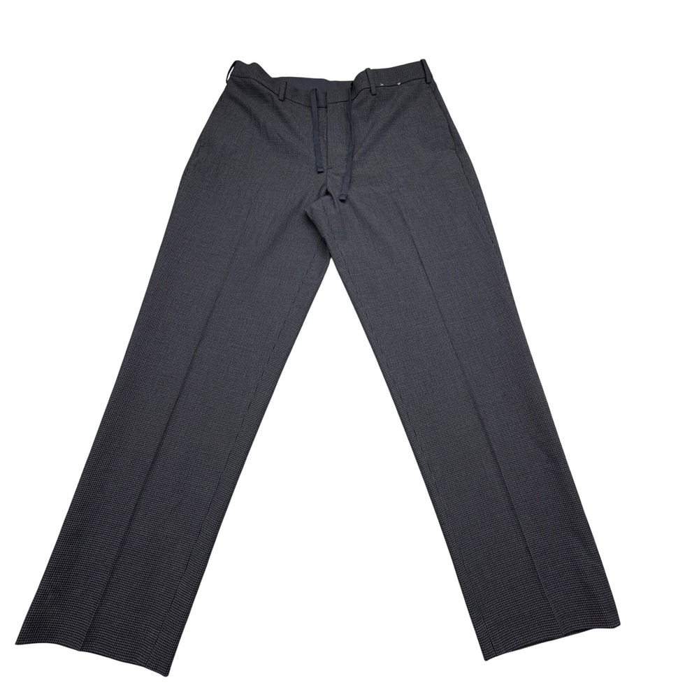 Uniqlo Pants Mens L Gray Smart Ankle Houndstooth Plaid Stretch Trousers 470577